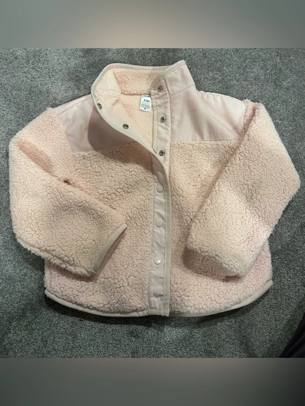 Carter's Light Pink Sherpa Snap-Front Jacket